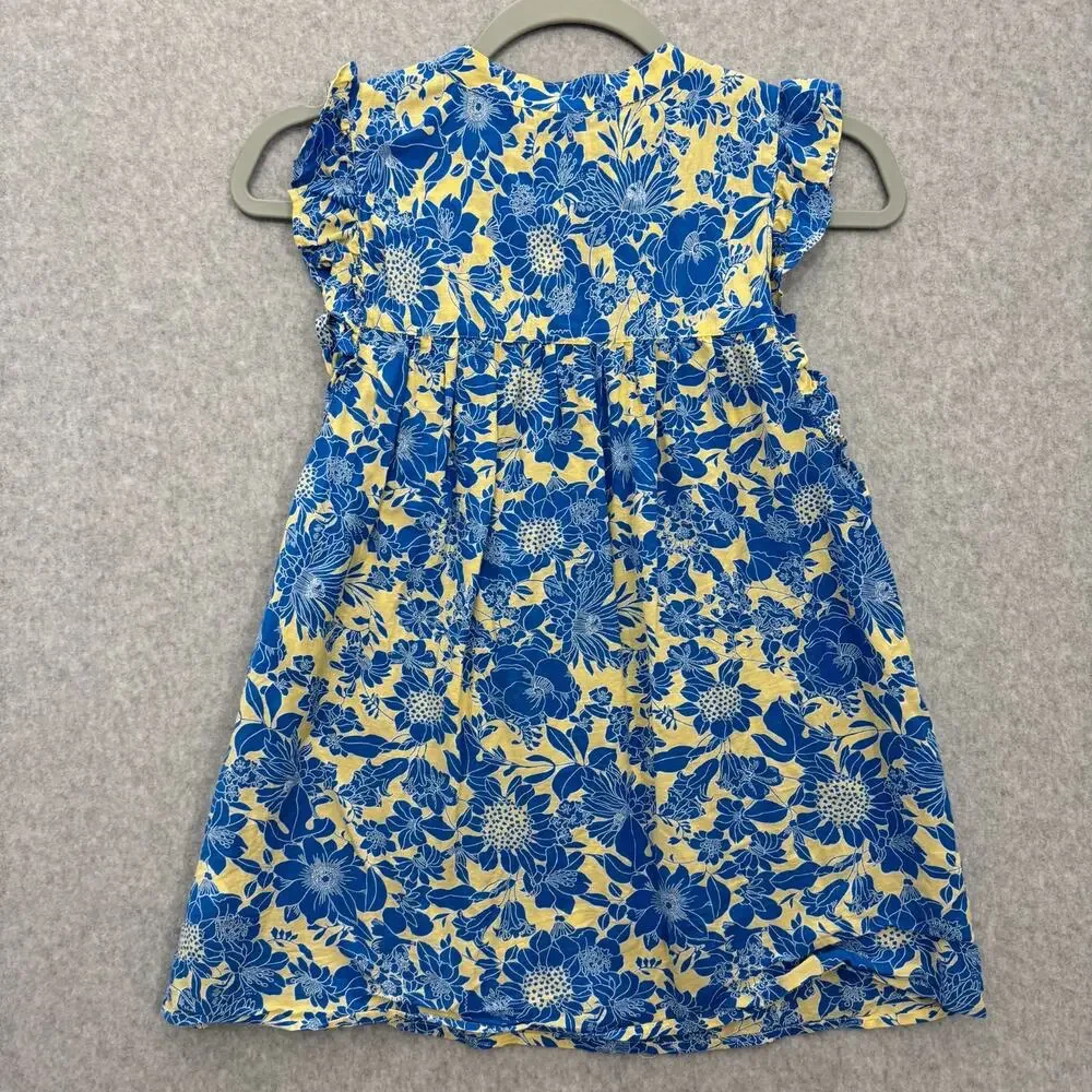 J. Crew Ruffle Trim Floral Sleeveless Top Sz S Blue Yellow Cottagecore Coquette